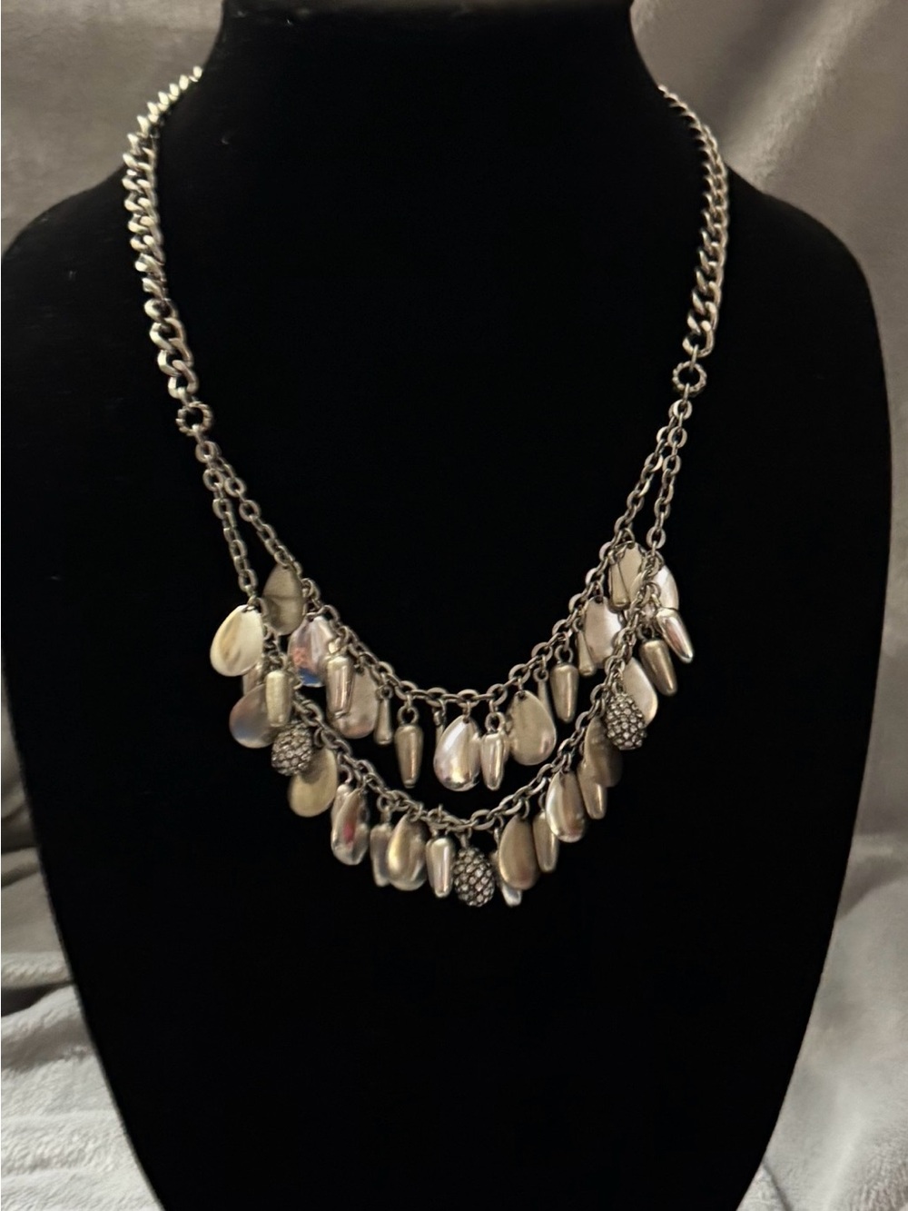 Kenneth Cole Silver-Tone Multi-Dangle Statement Necklace With Crystal Accents